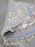 Aubusson 4ft circle Blue/Ivory c510a - Image 3