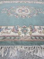 Aubusson 3.6ft x 5.6ft oval Green/Ivory v1004 - Image 2