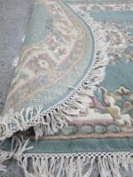 Aubusson 3.6ft x 5.6ft oval Green/Ivory v1004 - Image 3