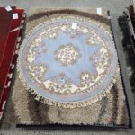 Aubusson 4ft circle Blue/Ivory c510a
