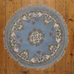 Aubusson 4ft circle Blue/Ivory c510a
